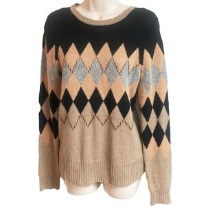 The Limited argyle black & tan crew neck s…